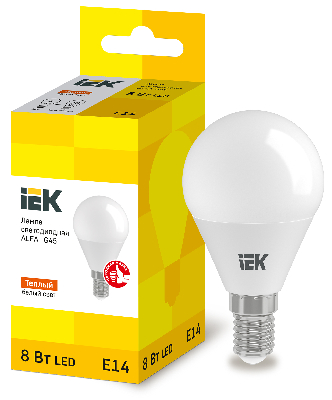 Лампа LED ALFA G45 шар 8Вт 230В 3000К E14