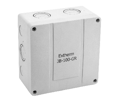 Коробка распределительная Extherm JB-100-GR       140*140*76 мм IP 66, серая, в комплекте с клеммнымрядом 10х10 кв.мм., 76А