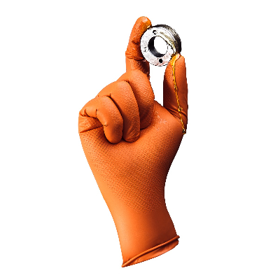 Нитриловые перчатки NATRIX240 240мм/0,15мм оранжевые однораз. с чешуей, р-р 10-XL