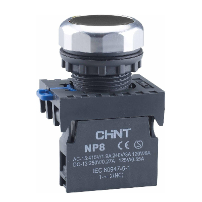 Кнопка NP8-10BN/2 без подсветки, с самовозвратом, черная, 1НО, IP65 (R)