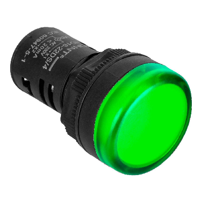 Индикатор ND16-22DS/4C зеленый, компактный, встроенный конденсатор, IP65 АС230В (R)