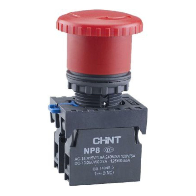 Кнопка Грибок  40мм NP8-11ZS/14 с фиксацией, красная, 1НО+1НЗ, IP65 (R)