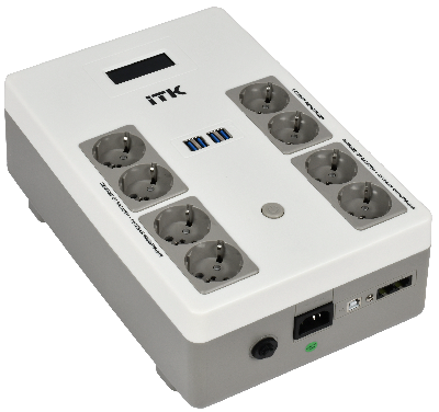 ITK ELECTRA ST8 ИБП Линейно-интерактивный 1000ВА/600Вт LCD АКБ 1х9AH 8хSchuko USB 4хUSB зарядки