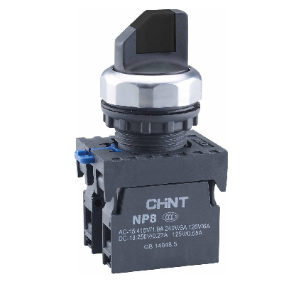 Переключатель без подсветки NP8-11X/312, 3 положение с фиксацией, черный, 1НО+1НЗ, IP65 (R)