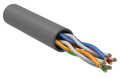 ITK Витая пара U/UTP кат.5E 4х2х0,52 solid PVC серый (305м) РФ/Т