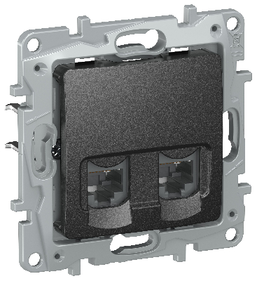 IEKETIKA Розетка компьютерная двойная RJ45 категория 5Е UTP 6726551 антрацит