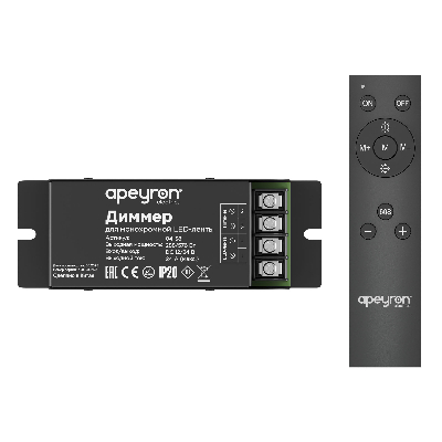 Диммер, 12/24В, 288/576 Вт, IP20, пульт ’’easy control’’ (без батареек), радио, 10 кнопок, 117х42х23 мм