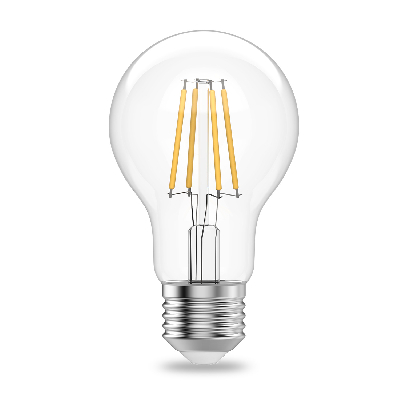 Лампа светодиодная филаментная LED 7 Вт 530 лм 2700К А60 груша теплый E27 AC 220В прозрачная колба Elementary