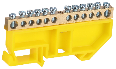Шина NO-224-91 PE земля на DIN-изоляторе ШНИ-6х9-12-Д-желтый