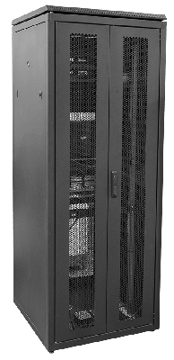 Шкаф напольный 47U 800х800мм дверь передняя распашная перфорированная задняя распашная перфорированная черный RAL9005