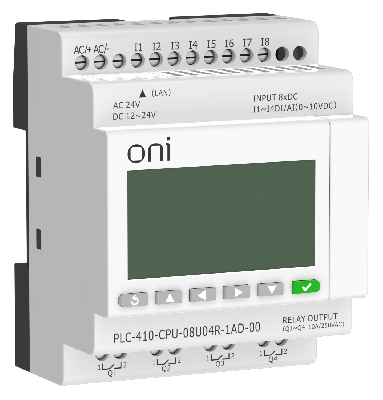 ПЛК 410 Модуль ЦПУ 4 DI 4 UI (0-10 В/DI) 4 RO 12В-24В DC или 24В AC с Ethernet портом с экраном ONI