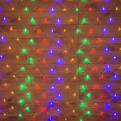 Гирлянда Сеть 1,5х1,5 м, прозрачный ПВХ, 96 LED мультиколор