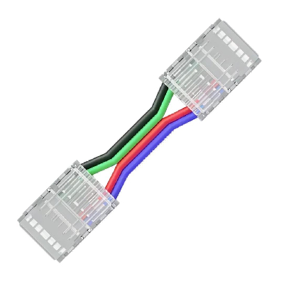 Коннектор прокалывающий, 4pin, для гибкого соединения RGB светодиодной ленты 10 мм, тип COB, IP20, длина провода 150 мм, 16.5х11,7х4.3 мм