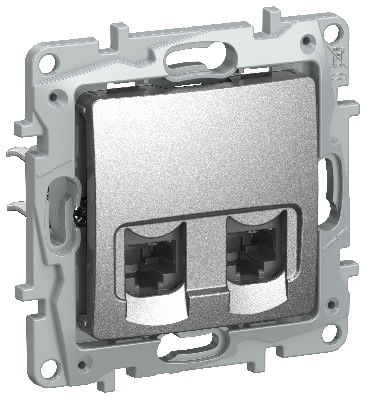 IEKETIKA Розетка компьютерная двойная RJ45 категория 5Е UTP 6724551 алюминий