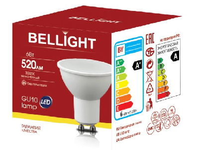 Лампа светодиодная LED 6Вт 3000K 520Лм GU10